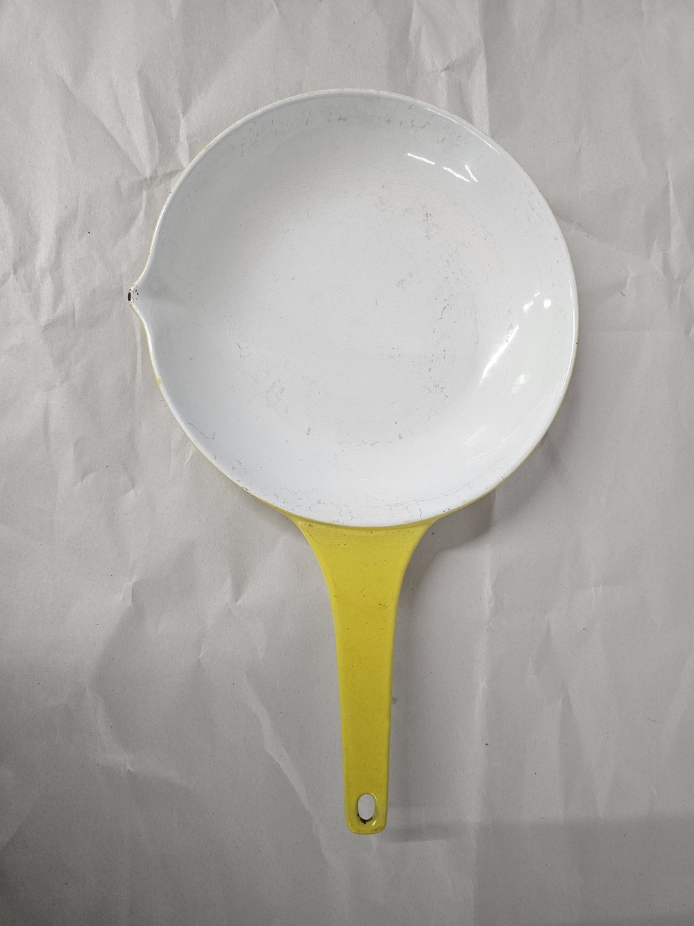 Vintage Copco Denmark Yellow Enamel Cast Iron Skillet 8.5” Michael Lax MCM 109E